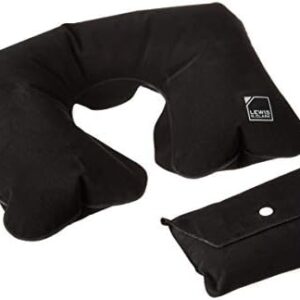 Lewis N. Clark Original Neckrest Inflatable Pillow, Waterproof Neck Pillow for Neck Support at the Beach, Pool + Airport Travel with Fully Adjustable Firmness and Included Carrying Pouch, Black