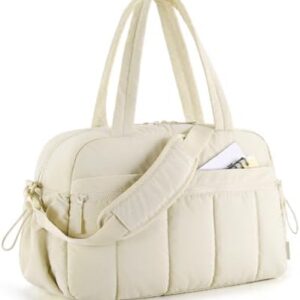BAGSMART Travel Duffel Bag, Gym Bag for Women with Wet Pocket, Carry on Weekender Bags for Women, Water Resistant Workout Bag Sports Gym, Beige