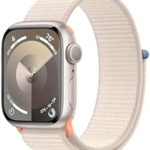 Apple Watch Series 9 [GPS 41mm] Smartwatch with Starlight Aluminum Case with Starlight Sport Loop One Size. Fitness Tracker, ECG Apps, Always-On Retina Display, Carbon Neutral