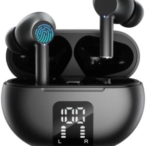 Carego Wireless Ear Buds, Earbuds Bluetooth 5.3 Headphones 40H Playtime LED Display, HiFi Stereo Sound Waterproof in-Ear Earphones with Microphone for iPhone/Samsung/Android (Black)