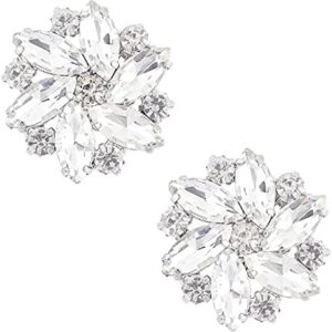 FINGERINSPIRE 2Pcs Crystal Shoe Clips Rhinestone Crystal Metal Shoe Clips Wedding Bridal Shoe Buckles Elegant Rhinestones Flower Clips for Jewelry Shoes Clothing Bags Hats Decor