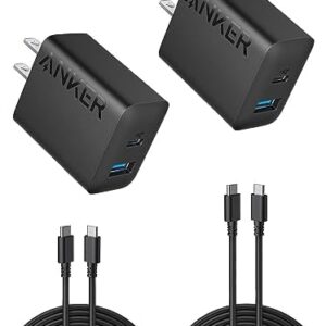 Anker iPhone 15 Charger, Anker USB C Charger, 2-Pack 20W Dual Port USB Fast Wall Charger, USB C Charger Block for iPhone 15/15 Pro/15 Pro Max/iPad Pro/AirPods & More (2-Pack 5 ft USBC Cable Included)