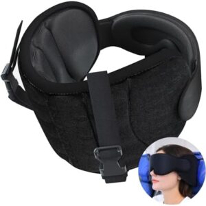 Travel Pillows for Airplanes, Neck Pillow for Sleeping Travel with Eye Mask, Airplane Pillow for Long Flight, Kids Travel Pillows for Car, Road Trip Car Headrest,Stop Bobblehead, Black