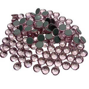 Queenme Round Hotfix Rhinestones Glass Flatback Crystals Hot Fix Stones Dazzling Gems for Clothing Shoes Jewelry Fabric Crafts (500pcs 4.7mm SS20, Light Pink)