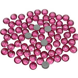 Queenme Round Hotfix Rhinestones Glass Flatback Crystals Hot Fix Stones Dazzling Gems for Clothing Shoes Jewelry Fabric Crafts (500pcs 4.7mm SS20, Fuchsia)